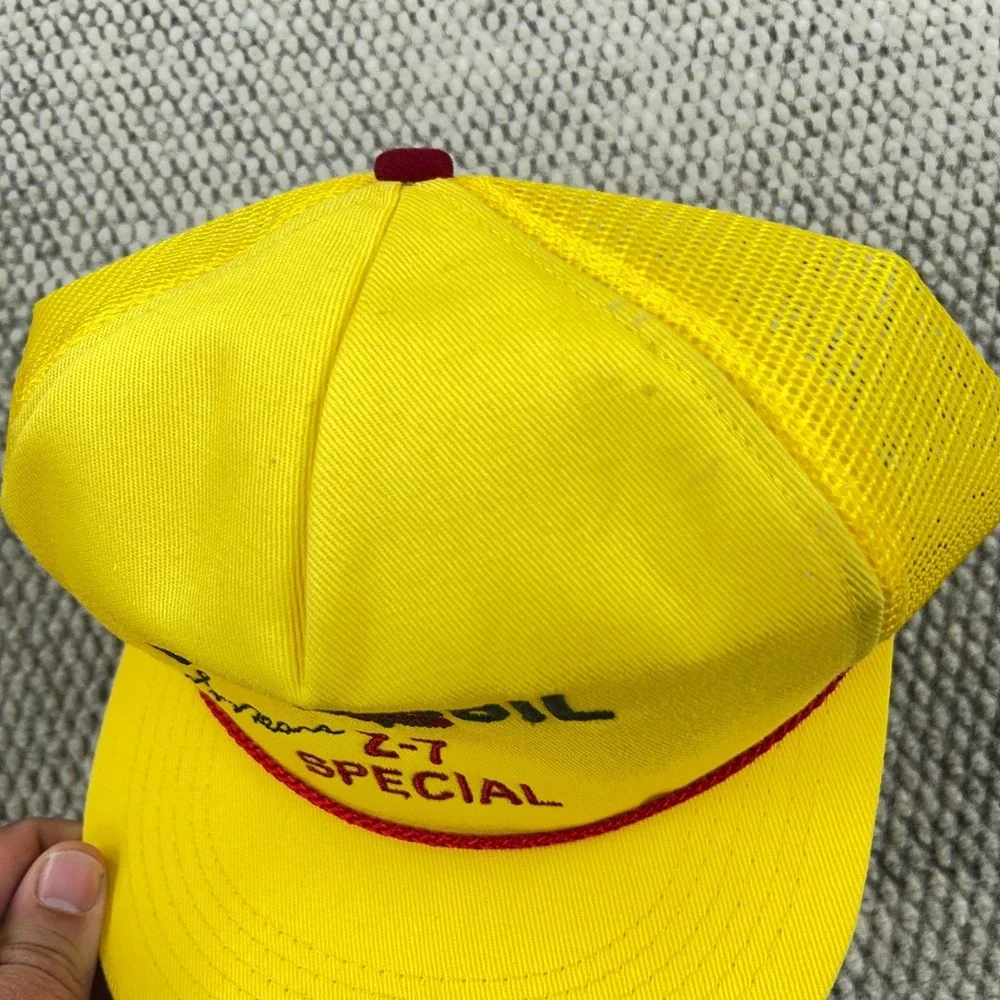 Vintage Pennzoil Racing Hat Cap Strap Back Yellow 90s USA Motor Oil K‎ Brand Z-7